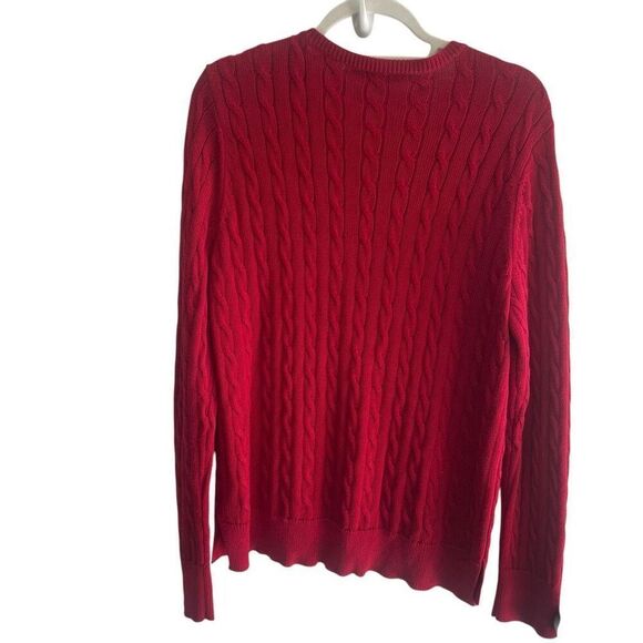 Lauren Ralph Lauren Red Cable Knit Cotton Blend Sweater Women’s Size XL Preppy - Picture 5 of 6